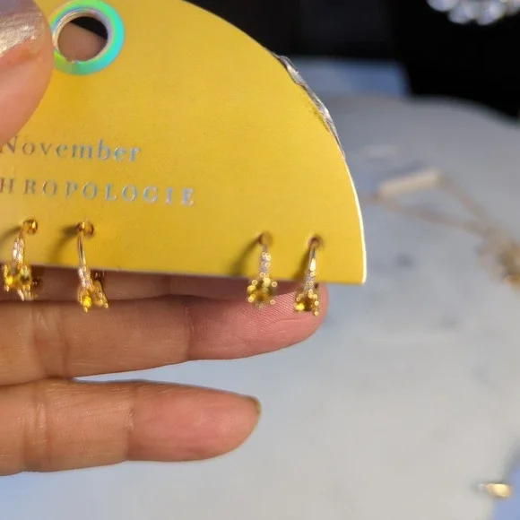 Anthropologie Small Hoop & Stud 14K Gold Plated Earrings Set, 3 Pairs - NWT - Picture 4 of 9